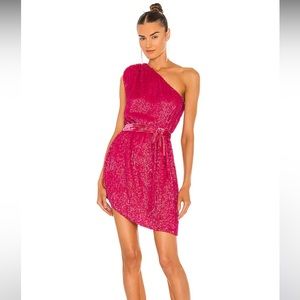 Retrofete Ella One-Shoulder Dress Fuchsia Size M